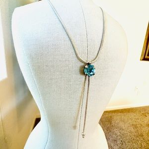 Vintage Silver Blue Aquamarine Necklace